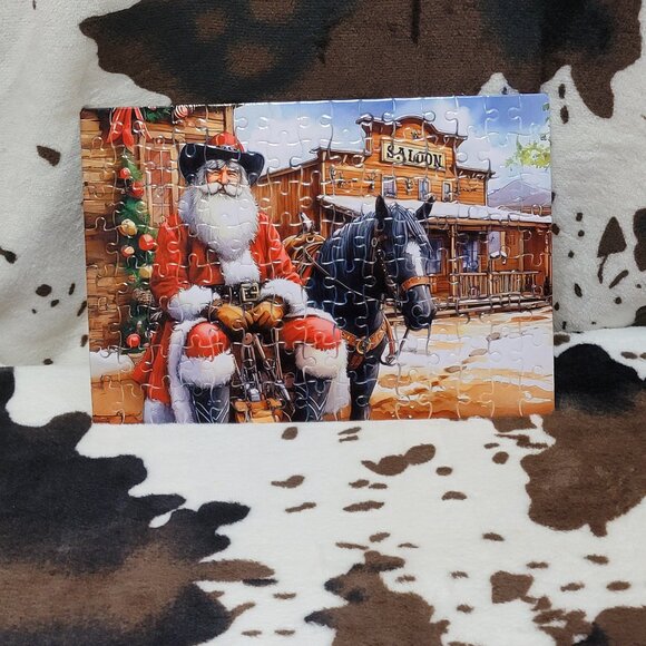 Western Santa Christmas 120 Piece Custom Handmade Jigsaw Puzzle - Picture 7 of 7
